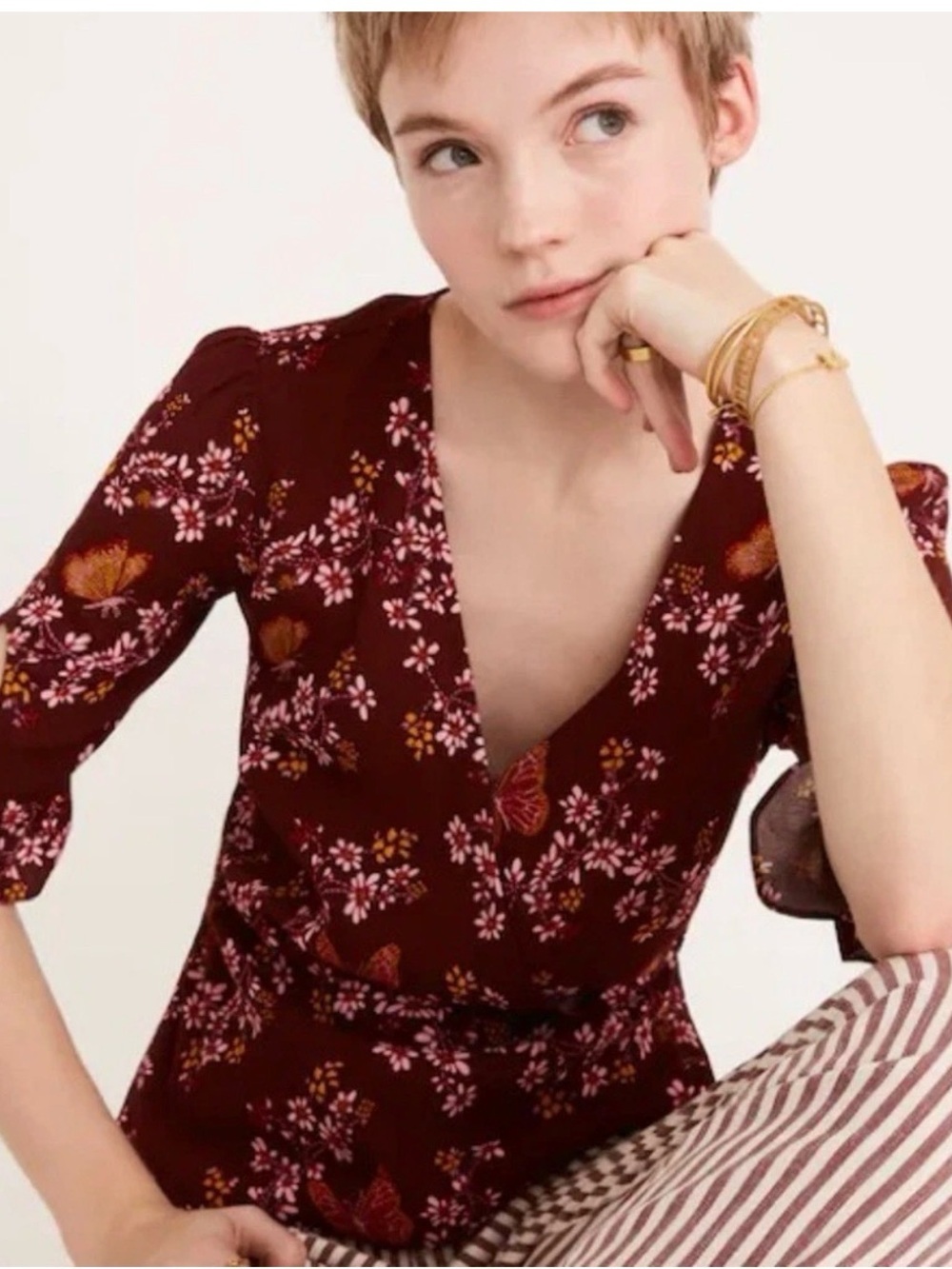 Madewell Wrap Top in Butterfly Sanctuary - Size 00